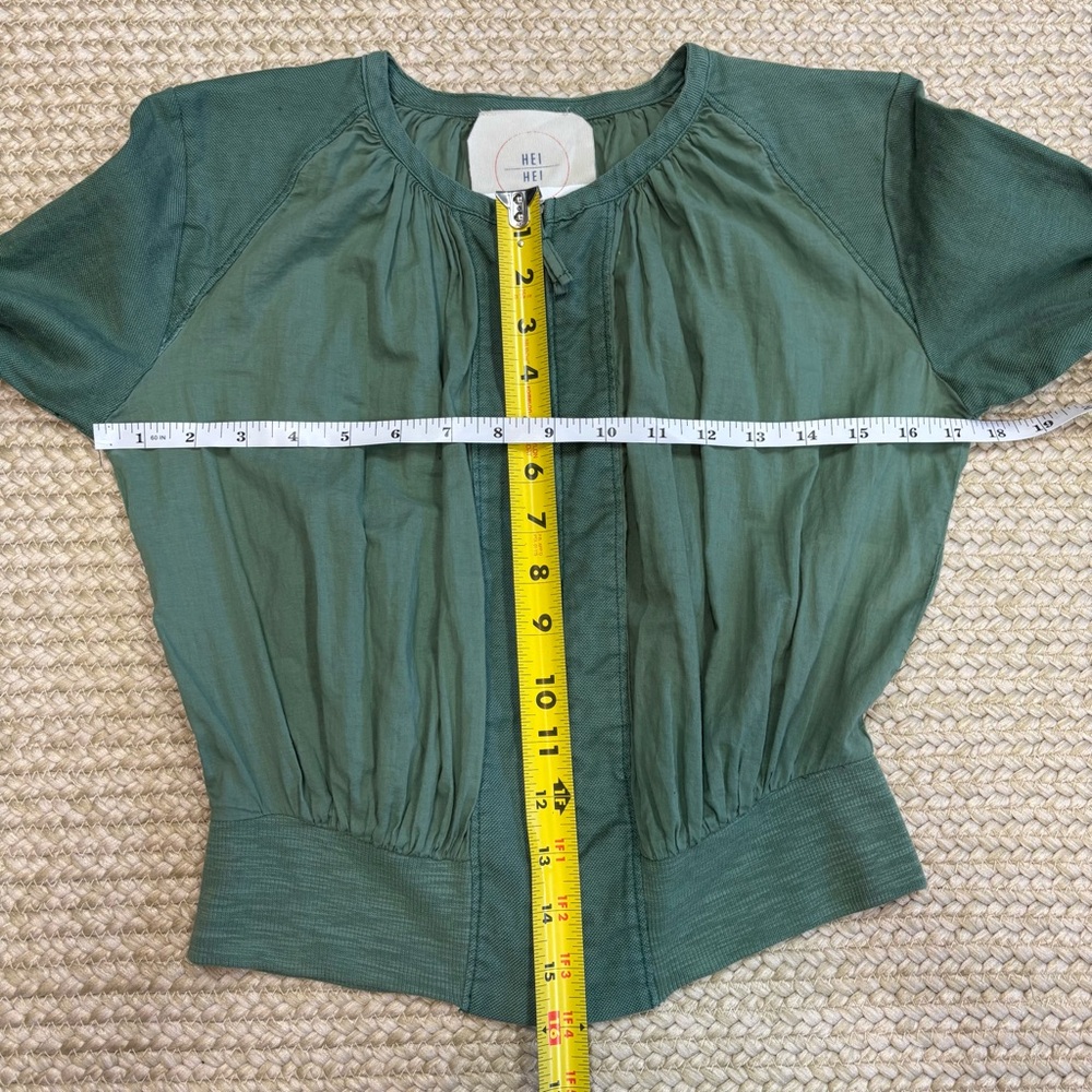 Anthropologie Hei Hei Green Lightweight Full Zip Bomber Jacket XXSP Petite - Picture 9 of 13